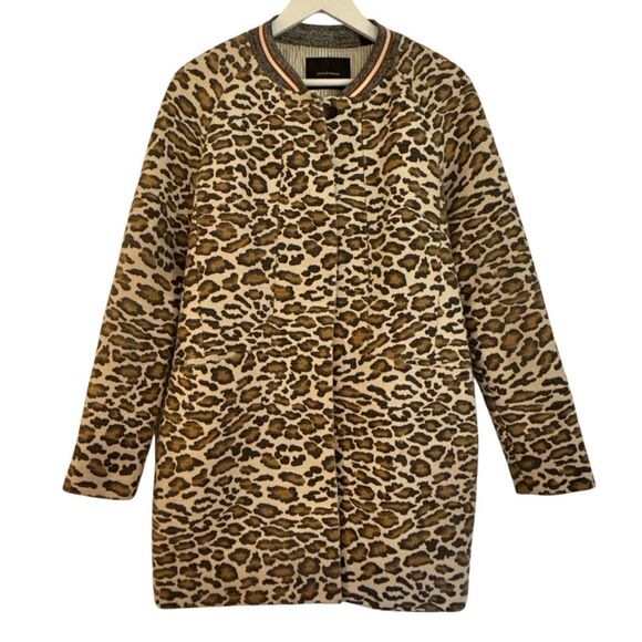 Maison Scotch leopard print car coat size 2/M - Picture 3 of 11